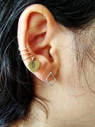 Initial Earring Conch No Piercing Personalized Ear Cuff Etsy Initial Earrings Ear Cuff Bar Stud Earrings