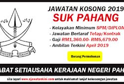 Pentadbiran pejabat setiausaha kerajaan negeri pahang diketuai oleh yb setiausaha kerajaan negeri. Jawatan Kosong 2019 Suk Negeri Pahang Kelayakan Minimum Spm Diploma Ejawatankini Com