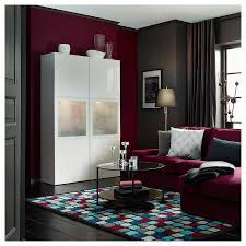 Besta Storage Combination W Glass Doors White Selsviken High Gloss White Frosted Glass 47 1 4x15 3 4x75 5 8 Ikea Burgundy Living Room Room Color Combination Living Room Color Combination