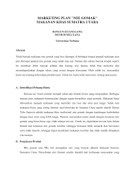 Pdf Marketing Plan Mie Gomak Makanan Khas Sumatra Utara Bangun Sitanggang Mumuh Mulyana