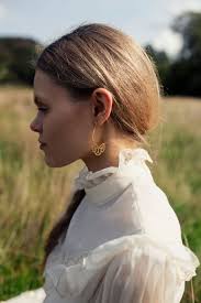 Gold Flower Hoop Earrings, Art Nouveau Bohemian Gold Chandeliers, Statement  Gold Earrings, Medium Mid Size Hoop Earrings, FLOWER HOOPS