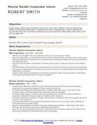 mental health counselor intern resume