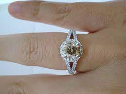 Platinum Champagne Diamond Engagement Ring 1 46 Carat Brown Etsy Brown Diamond Colored Diamond Rings Champagne Diamonds Engagement