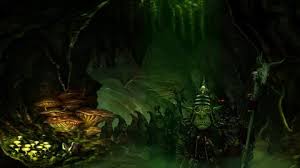 I just got done watching goblin slayer. Night Goblin Cave Green Abstract Fantasy