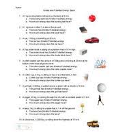 Energy Worksheets Physics Physicalscience Mechanical Energy Gravitational Potential Energy Physical Science