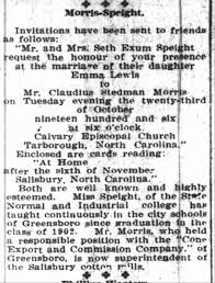 1906 1010 Emma Lewis Speight and Claudius Stedman Morris