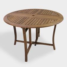 Round Wood Danner Folding Outdoor Patio Dining Table By World Market Outdoor Dining Table Dining Table Round Wood Table