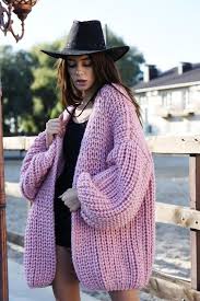 Chunky Knit Pink Oversized Cardiganslouchy Cardigan Oversized Knitted Coat Womens Fashion Jackets Chunky Knit Sweater Pattern Knitted Coat