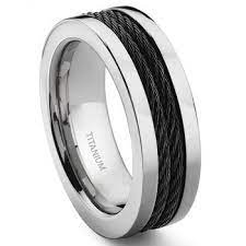 Titanium 8mm Double Black Cable Ring Mens Wedding Rings Wedding Rings Simple Mens Wedding Bands