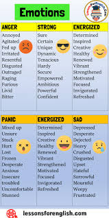 We had a most enjoyable evening. English Emotions List 60 Emotions Words List Lessons For English