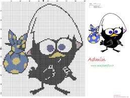 Ivory lugana with dmc floss. Calimero Italian Cartoon Simple Cross Stitch Pattern Free Cross Stitch Patterns Simple Unique Alphabets Baby