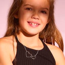Collier Coeur Fille "Perle Entrelacé" Argent