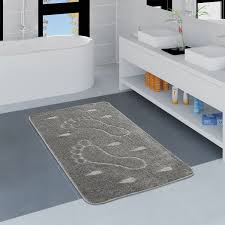 Bad teppich rugs are textile floor coverings that give a homely and pleasant feel to the rooms. Moderner Badezimmer Teppich Rutschfest Badvorlerger Fussabdruck Einfarbig In Grau Kaufen Bei Diva Teppich Center