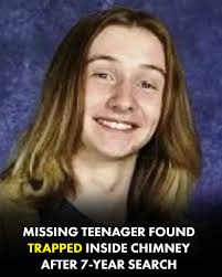 He was discovered wedged inside the brickwork.