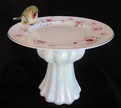 Combination Bird Bath And Feeder Bird Bath Bird Feeder Vintage Plate Roses Candy Dessert Cookies Jewelry Home Decor Garden Art Vintage Plates Safe Food Bird Bath
