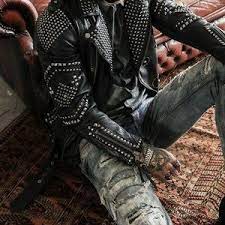 Vintage Punk Leather Studded Moto Jacket Etsy In 2021 Leather Jacket Hoodie Womens Biker Jacket Studded Leather Jacket