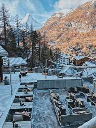 outdoor bar and restaurant views at cervo zermatt best ski resorts winter resort zermatt