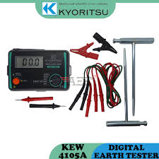 Dust and drip proof.(designed to iec 529 ip54) in addition to the facility for precision measurement, test leads for simplified two wire measuring system also supplied as stand. Kyoritsu Kew 4105a Digital Earth Tester