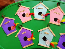 Bird House Crafts For Kids Our Class Theme For The Month Was Birds And The Shape To Be Introduced Was Pentagon So I Combined B Bird Crafts Preschool Preschool Crafts Crafts For Kids