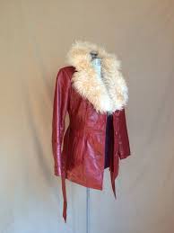 Vintage 1970 S Fitted Leather Jacket Fur Collar Belted Etsy Leather Jacket Fur Jacket Jackets
