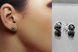 925 Solid Sterling Silver TRIPLE LOVE KNOT Earrings- Small-knot Ball Stud  Earrings-oxidized-pair