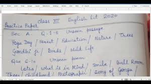 Practice Paper Of Rbse Class 12 English Literature 2020 English Literature English Exam Papers Class 12 Maths