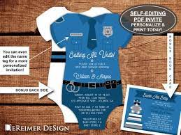 Police Baby Shower Invitation Bodysuit Invitation Thin Blue Etsy Police Baby Police Baby Shower Baby Shower