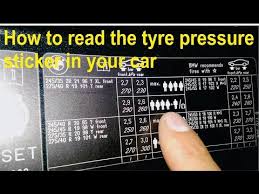 How To Read The Tyre Pressure Sticker In Your Car Youtube