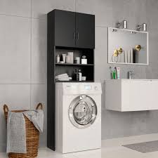 Meuble mural pour machine à laver et sèche linge avec portes. Meuble Pour Machine A Laver Noir 64 X 25 5 X 190 Cm Agglomere