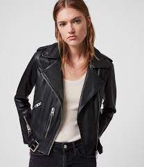 Allsaints Uk Womens Balfern Leather Biker Jacket Black In 2020 Leather Jackets Women Casual Leather Jacket Outfit Leather Jacket