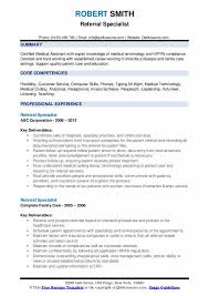 Referral Specialist Resume Samples Qwikresume