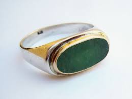 Aventurine Signet Ring Silver And 14k Gold Green Signet Ring Green Stone Ring Israeli Jewelry Green Gemstone Mens Pinky Ring Silver Signet Ring Unisex Ring