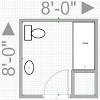 A 5' x 8' is the most common dimensions of a as you can see from this 5' x 9' bathroom plan, there is little room left for dressing and undressing, even if narrow bathrooms can be tricky to design yourself. 1