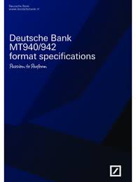 Some international wires require an iban number, but bank accounts in usa do not have an iban. Deutsche Bank Mt940 942 Format Specifi Cations Deutsche Bank Mt940 942 Format Specifi Cations Pdf Pdf4pro