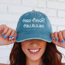 Embroidered Denim Baseball Cap, Christian Hat, Retro Jesus Hat Dad Hat,hard  Fought Hallelujah Gift, Embroidery Gift for Christians Jesus