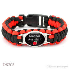 Customizable Teach Paracord Survival Bracelet Math Teacher Assistant Paracord Survival Friendship Bracelets Apple Pink Black Red Teal Blue