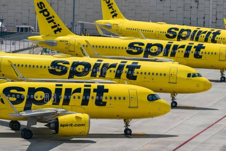 Spirit Airlines yellow plane on tarmac