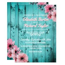 Rustic Country Wood Pink Floral Boho Teal Wedding Invitation Zazzle Com Teal Wedding Invitations Teal Wedding Colors Teal Wedding