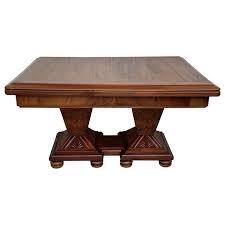 Before choosing the shape of the dining table, make sure that it suits the room and the desired events. Square Extendable Art Deco Dining Table With Two Burl Walnut Pedestals For Sale At 1stdibs