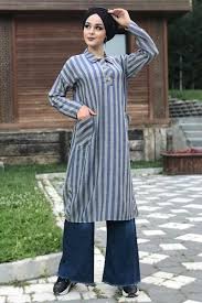 Cizgili Cepli Tunik Tsd5738 Yesil Tunik Trendler Moda