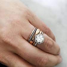Mon Cheri Bridals Engagement Rings Stacked Wedding Rings Stackable Rings Wedding Mixed Metal Wedding Rings