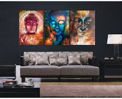 Add a dash of natural green to your living room with this fantastic painting of buddha by artist sharmishtha. 3 Pieces Buddha Image Portrait Art Painting Canvas Wall Art Picture Home Decoration Living Room Canvas Print Modern Painting Soulspaze