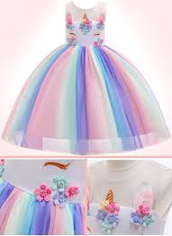 Unicorn Rainbow Embroidery Princess Dress Unilovers Princess Dress Kids Disney Dresses For Toddlers Kids Designer Dresses