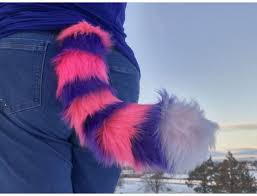 Furry Cheshire Cat Costume Tail Pink Mini 22 - AnthroWear
