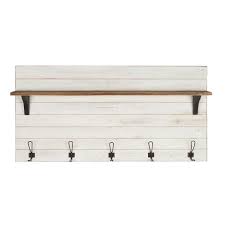 Lucques wall plaque this wall plaque will instantly help you bring the best in your interior, making sure it looks stylish and elegant. 46 1 X 26 Wall Shelf With 5 Hooks White Brown Uniek Target