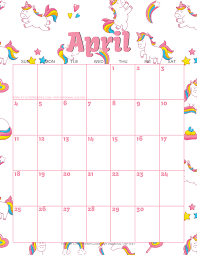 Simple, convenient, enjoy our printable calendars. April 2021 Calendar Printable Unicorns Cute Freebies For You