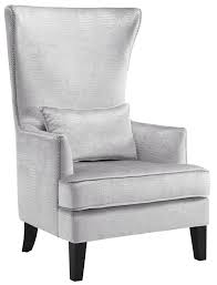 Bristol Silver Croc Tall Chair High Back Accent Chairs Tall Chairs Velvet Wingback Chair