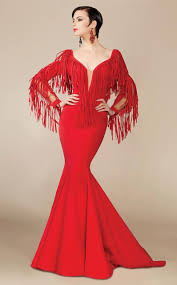 Mnm Couture 2340 Fringe Deep V Neck Mermaid Dress Mnm Couture Prom Dresses Modest Glamour Dress