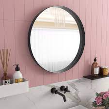 What collections are available within round bathroom mirrors? Nxhome Round Bathroom Decorative Wall Mirror Wall Mounted 24x24x2in Decor Metal Frame Glass Mirrors For Vanity Living Room Entryway Bedroom Buy Online In Angola At Angola Desertcart Com Productid 186801258