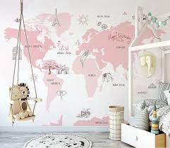Child Room Wallpaper Nursery Wall Mural Baby Room Etsy In 2021 Nursery Wall Murals Room Wallpaper Map Wall Mural